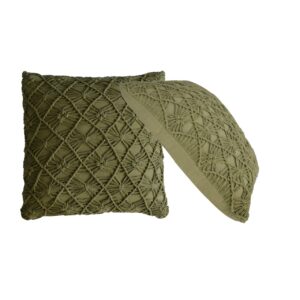 Solid Mango Wood Green Maura Cushion - Set of 2