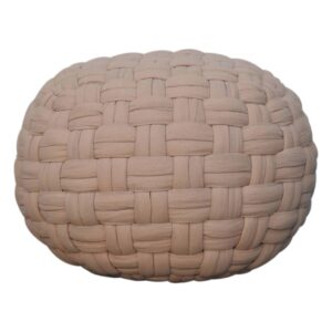 Solid Mango Wood Tube Pouffe Cream