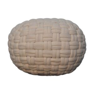 Solid Mango Wood White Tube Pouffe