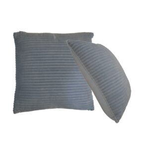 Solid Mango Wood Ribbed Grey Cushion Set of 2