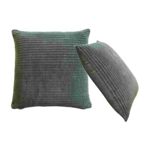 Solid Mango Wood Ribbed Green Cushion Set of 2