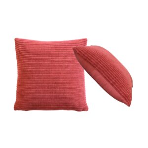 Solid Mango Wood Ribbed Red Cushion Set of 2