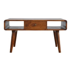 Solid Mango Wood Curved Chestnut Coffee Table