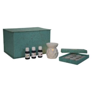 Solid Mango Wood Taya White Oil Burner Set