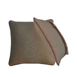 Solid Mango Wood Quin Leather Sand Cushion Set of 2