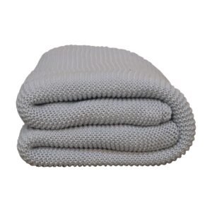 Solid Mango Wood Double Blue Knit Throw