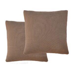 Solid Mango Wood Brown Cotton Cushion Set of 2