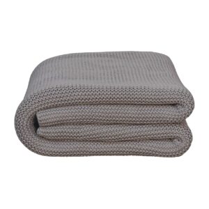 Solid Mango Wood Double Grey Knitted Throw