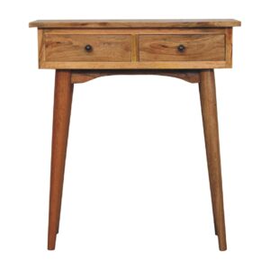Solid Mango Wood Mini Oak Finish Hallway Console Table