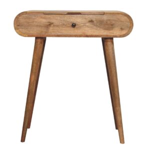 Solid Mango Wood Mini Oak Finish Round Dressing Table