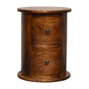 Solid Mango Wood Mini Chestnut 2 Drawer Drum Chest