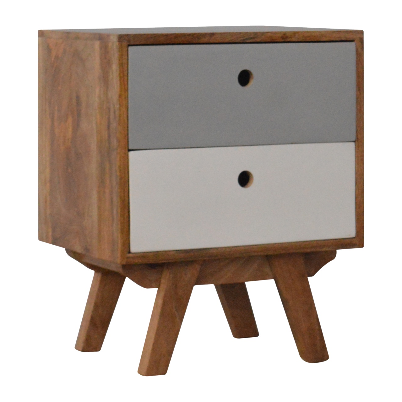 Solid Mango Wood Two Tone Hand Painted Bedside - Image 3