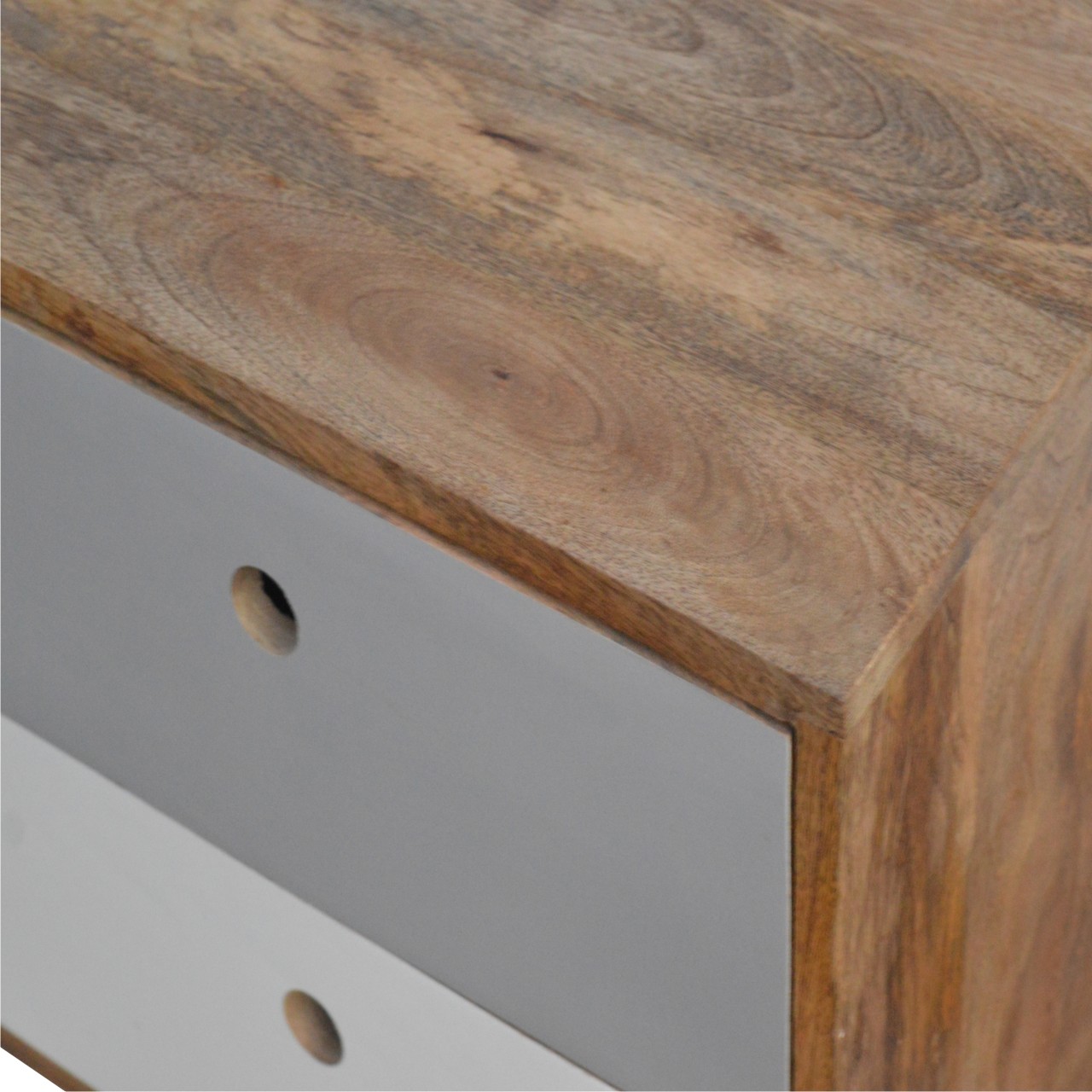 Solid Mango Wood Two Tone Hand Painted Bedside - Image 5