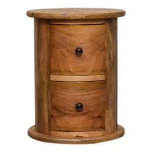 Solid Mango Wood Oak Finished 2 Drawer Mini Chest