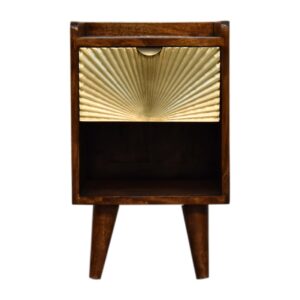Solid Mango Wood Mini Manila Gold 1 Drawer Bedside