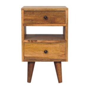 Solid Mango Wood Mini Classic Multi Oak Finish Bedside