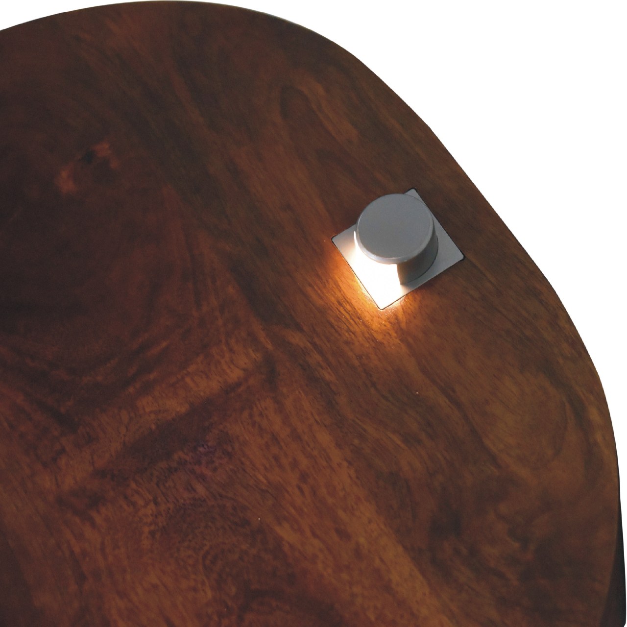 Solid Mango Wood Chestnut Finished Rounded 2 Drawer Mini Bedside - Image 6