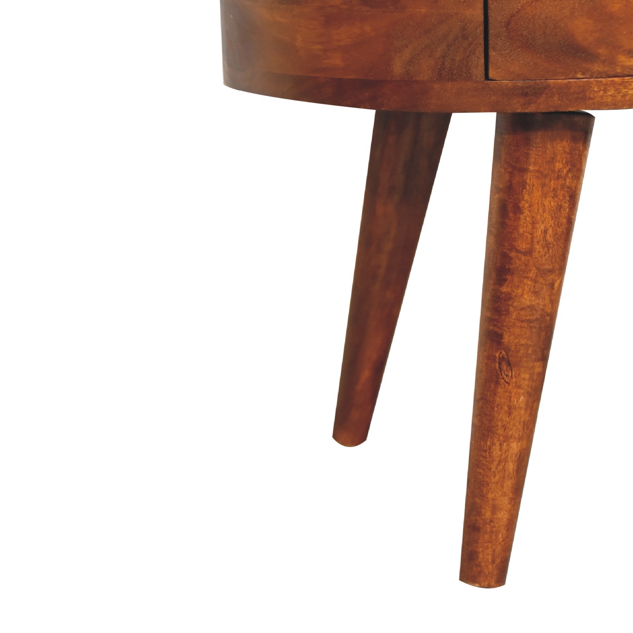 Solid Mango Wood Chestnut Finished Rounded 2 Drawer Mini Bedside - Image 7