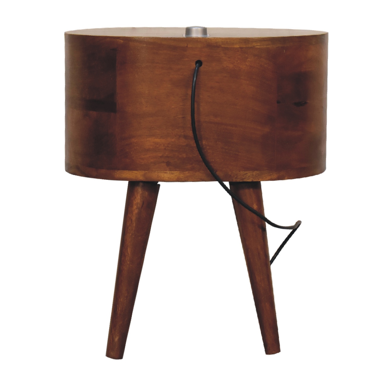 Solid Mango Wood Chestnut Finished Rounded 2 Drawer Mini Bedside - Image 8