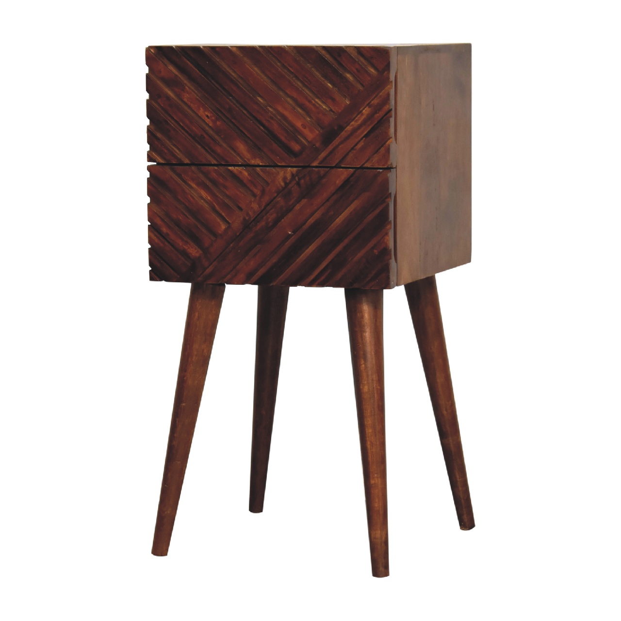 Solid Mango Wood Chestnut Finished Lille 2 Drawer Mini Bedside - Image 3