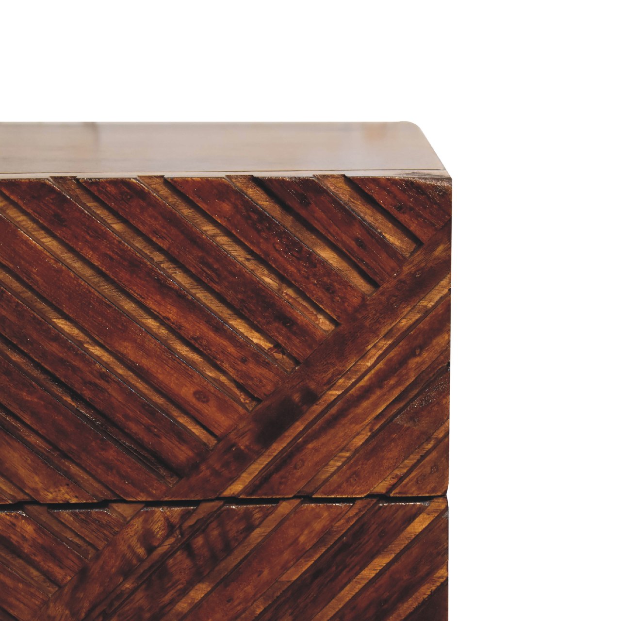 Solid Mango Wood Chestnut Finished Lille 2 Drawer Mini Bedside - Image 4