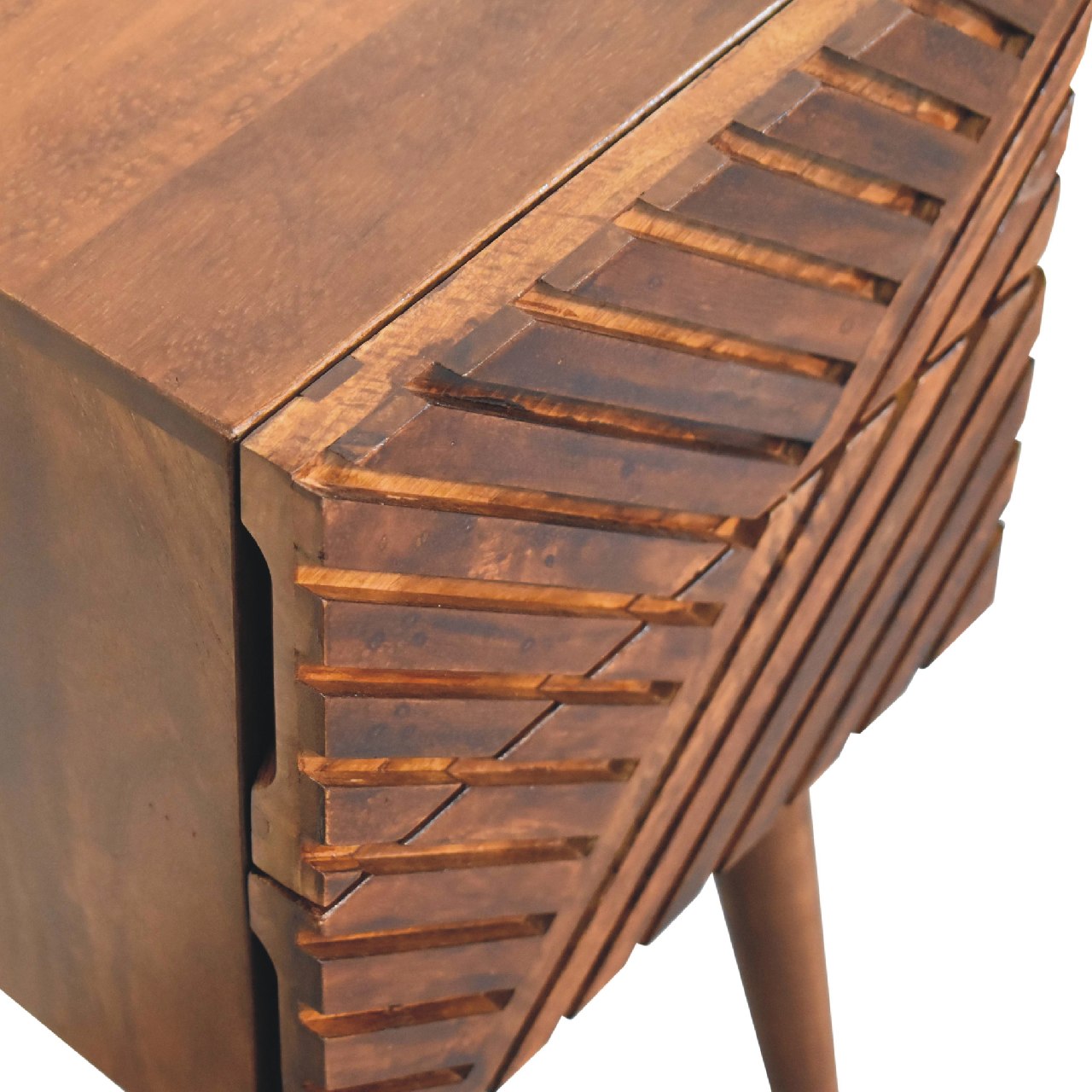Solid Mango Wood Chestnut Finished Lille 2 Drawer Mini Bedside - Image 5