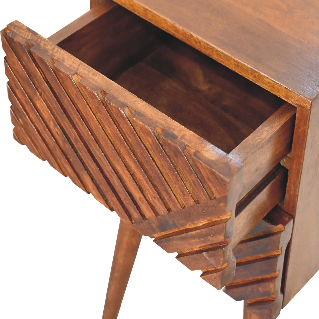 Solid Mango Wood Chestnut Finished Lille 2 Drawer Mini Bedside - Image 6