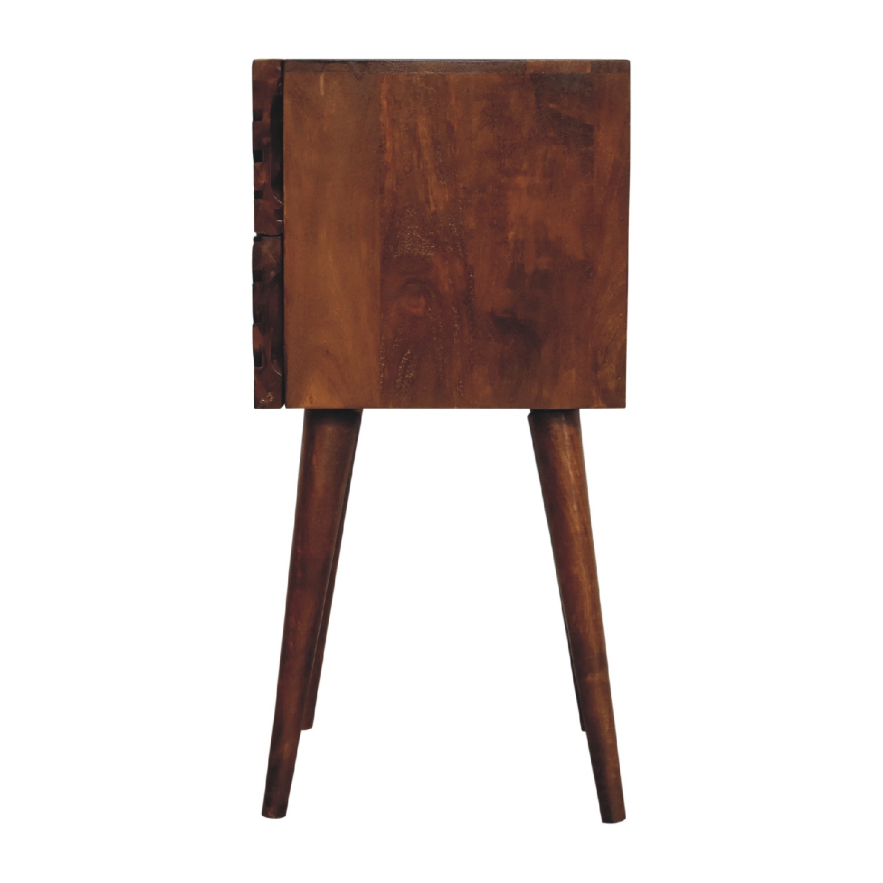 Solid Mango Wood Chestnut Finished Lille 2 Drawer Mini Bedside - Image 8