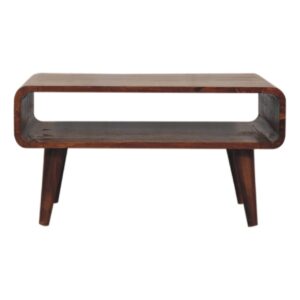Solid Mango Wood Chestnut Finished Open Media Unit