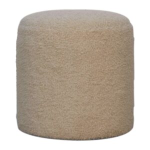 Solid Mango Boucle Cream Round Footstool