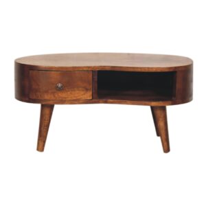 Solid Mango Wood Mini Chesnut Wave Coffee Table