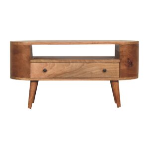 Solid Mango Wood Mini Rounded Entertainment Unit