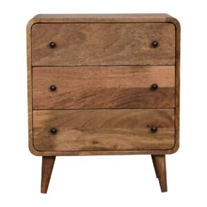 Solid Mango Wood Mini Curved Oak Finish Chest