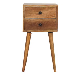 Mango Wood Mini 2 Drawer Oak-ish Bedside