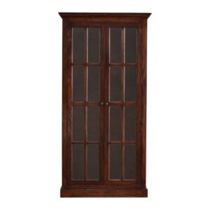 Solid Cherry Finished Mango Wood Glazed Doors Cabinet/Cupboard