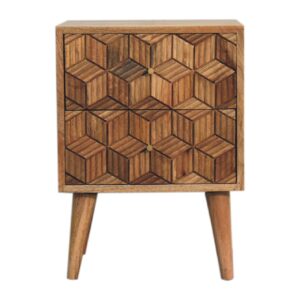 Solid Mango Wood Oak Finished Cubana Bedside