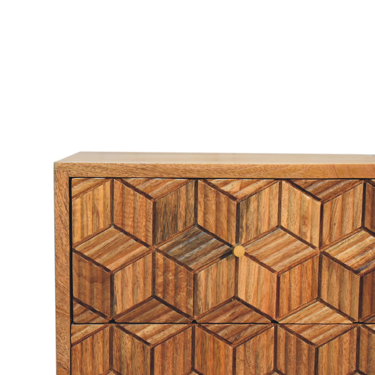 Solid Mango Wood Oak Finished Cubana Bedside - Image 5