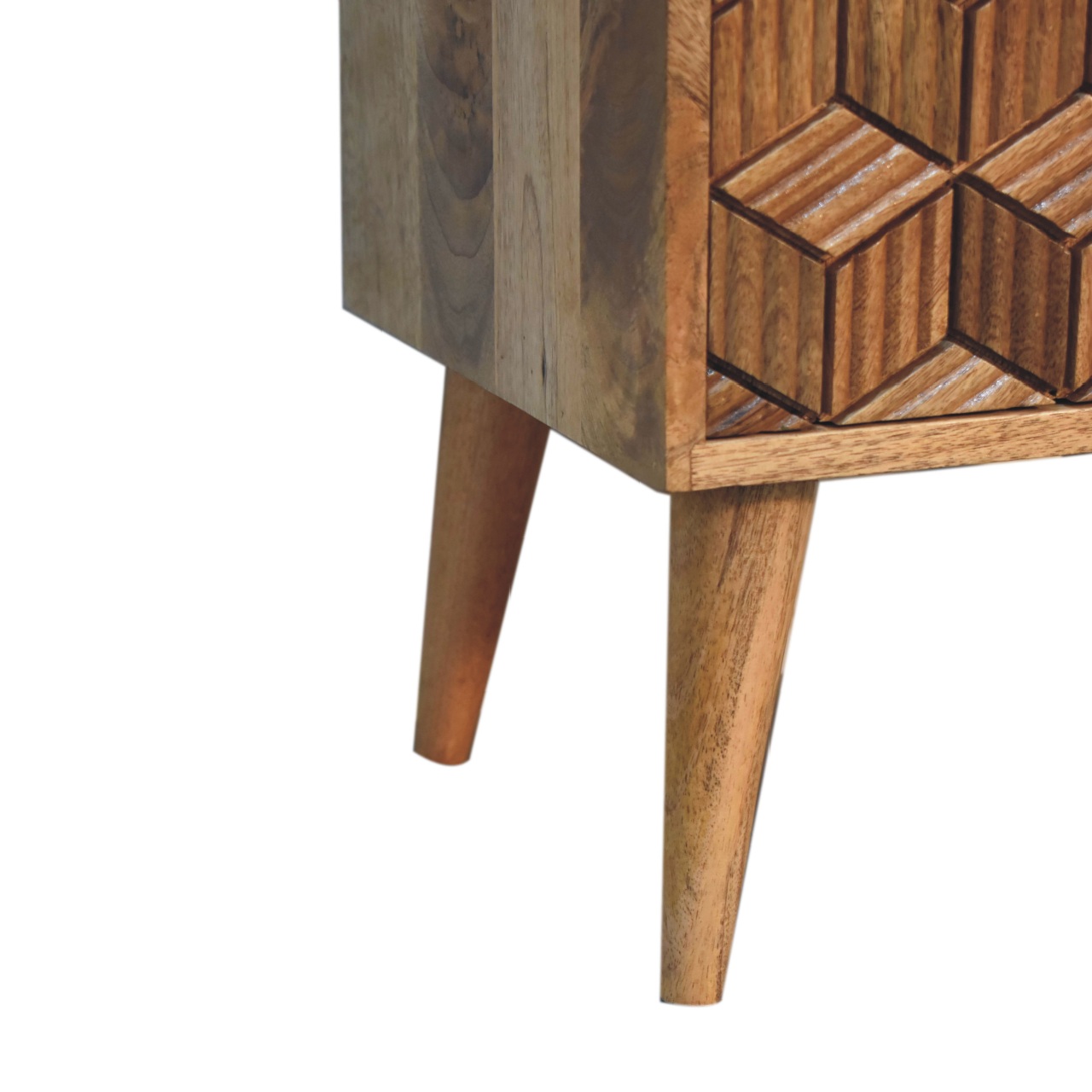 Solid Mango Wood Oak Finished Cubana Bedside - Image 8