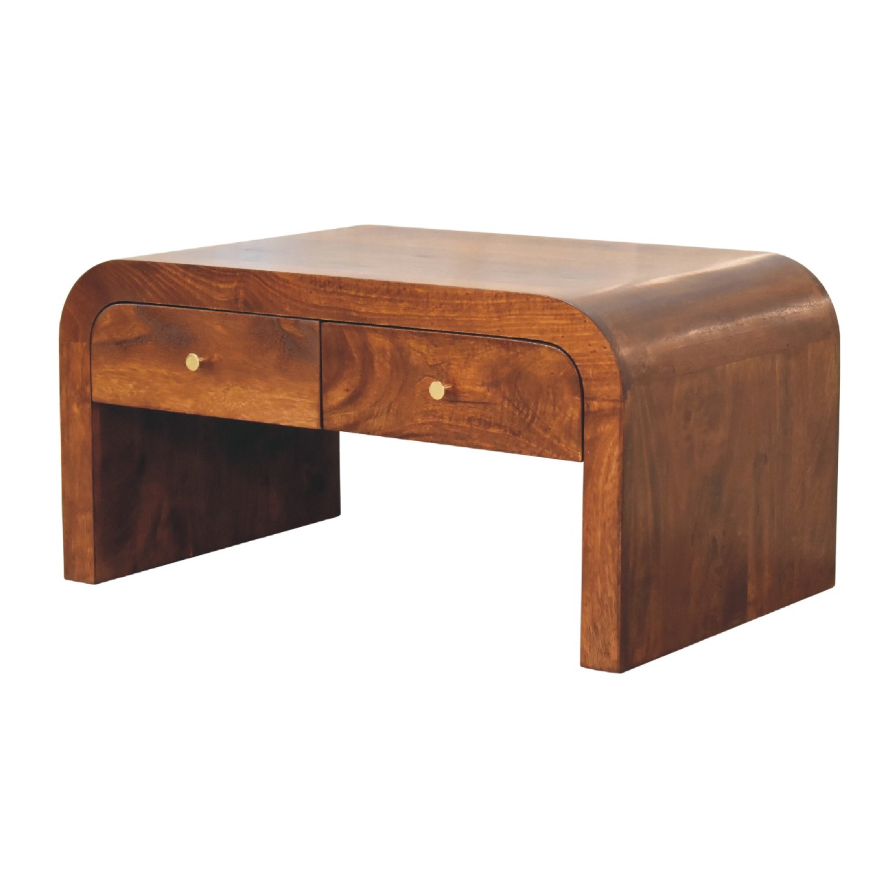 Solid Mango Wood Chestnut Finished Rounded Darcy Coffee Table