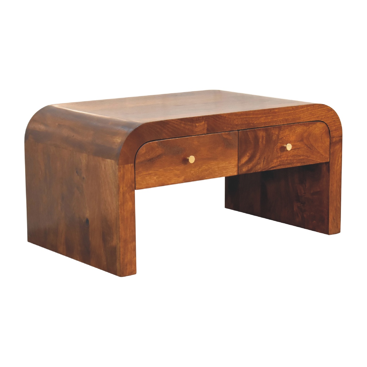 Solid Mango Wood Chestnut Finished Rounded Darcy Coffee Table - Image 2