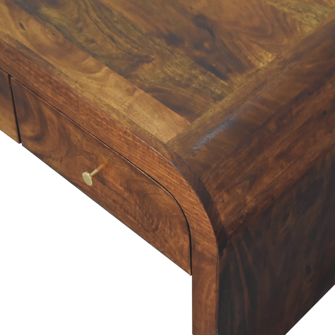 Solid Mango Wood Chestnut Finished Rounded Darcy Coffee Table - Image 8