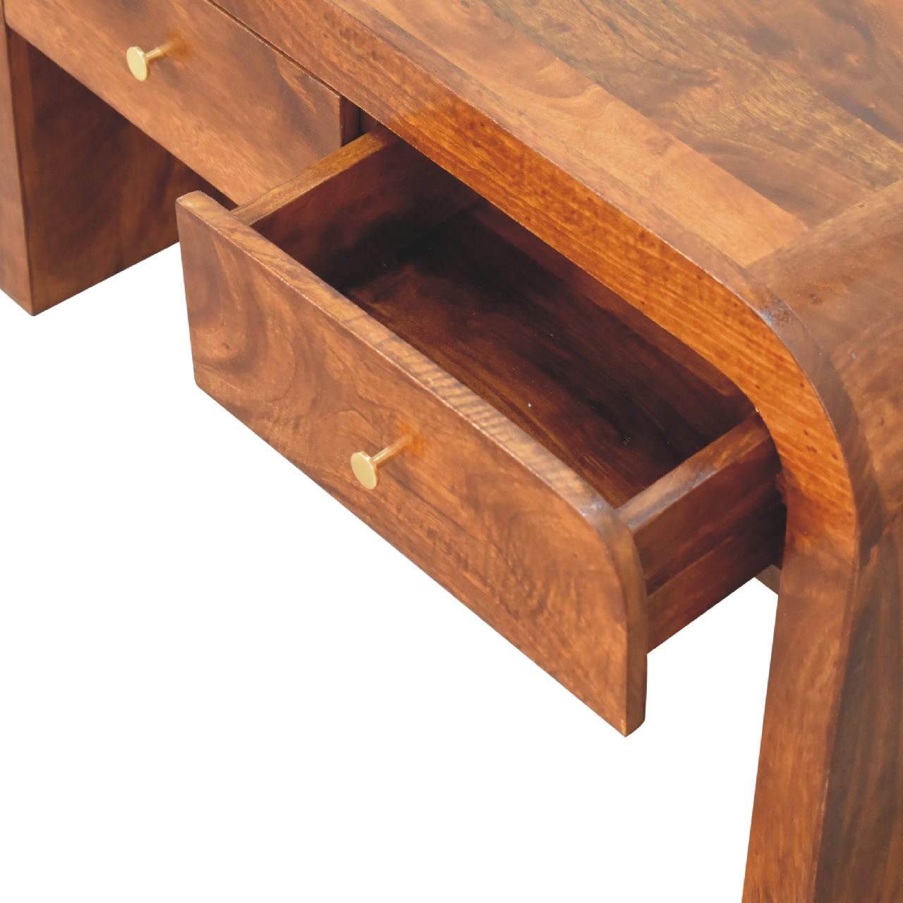 Solid Mango Wood Chestnut Finished Rounded Darcy Coffee Table - Image 4