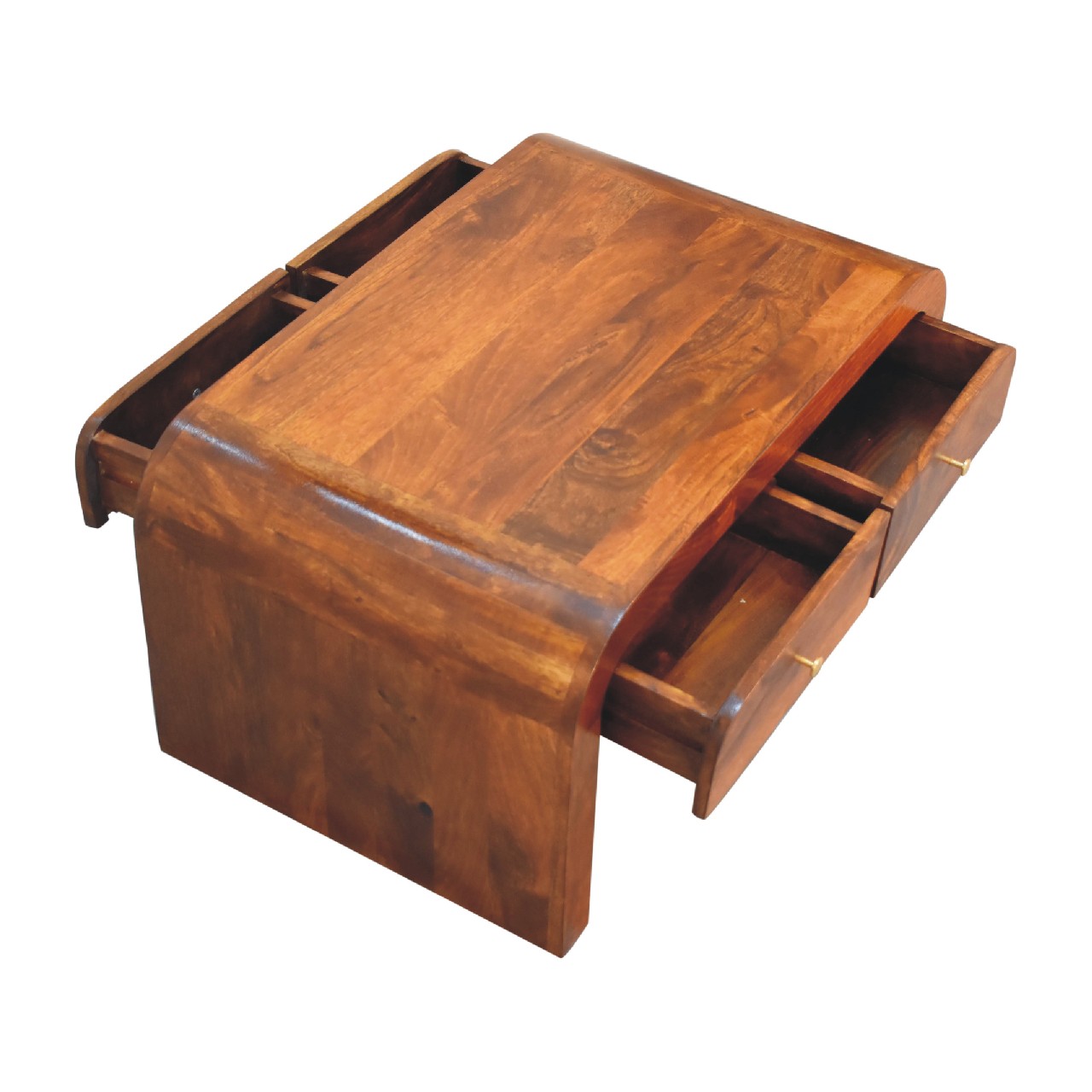 Solid Mango Wood Chestnut Finished Rounded Darcy Coffee Table - Image 6