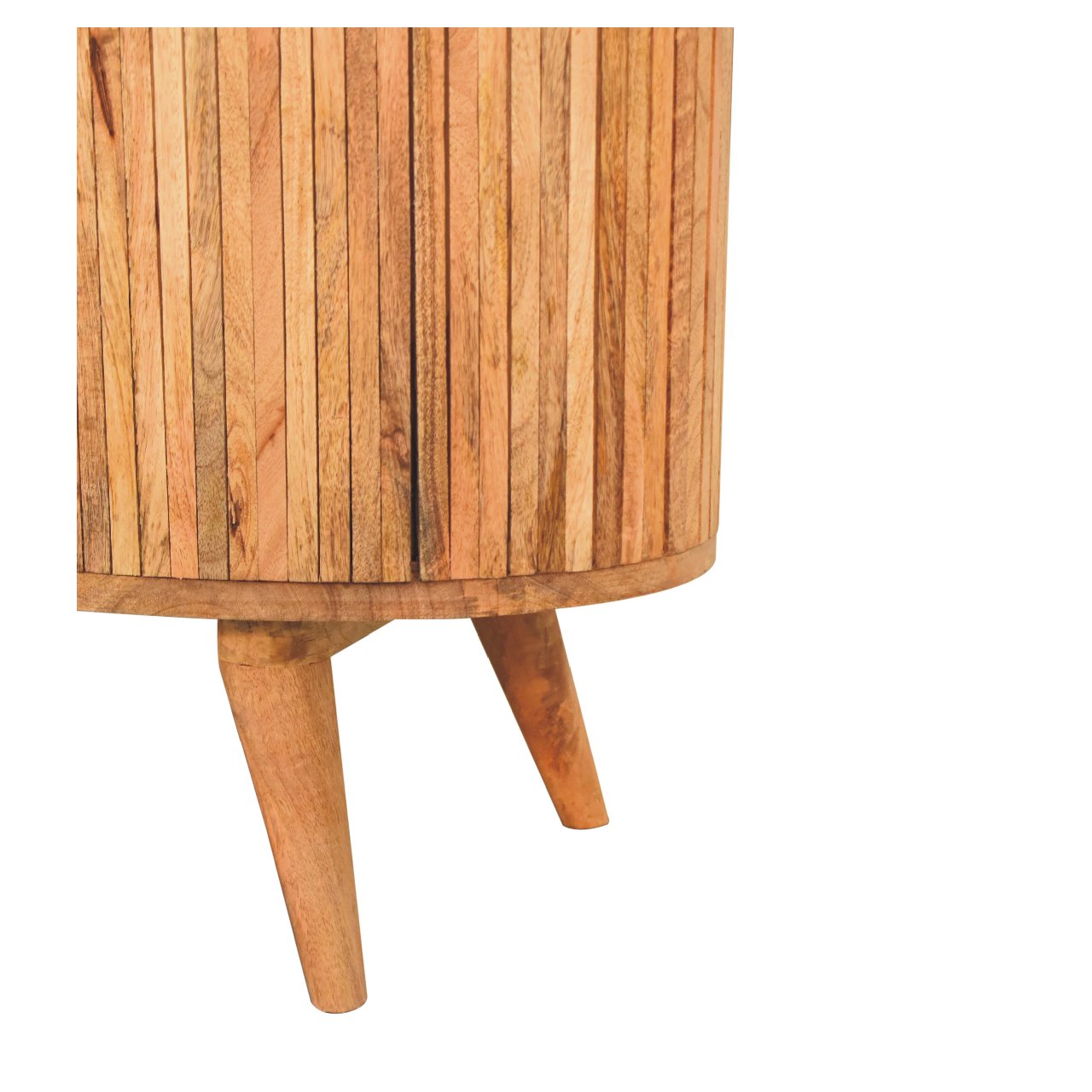 Solid Mango Wood Oak Finished Striped Door Cabinet with Storage - Image 8