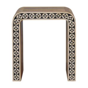 Solid Mango Wood Oak Finished with Bone Inlay Edessa End Table