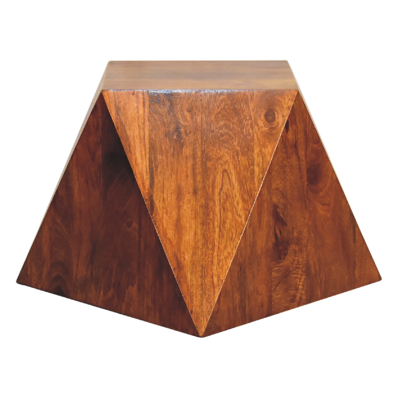 Solid Mango Wood Chestnut Finished Abstract Side Table - Image 8