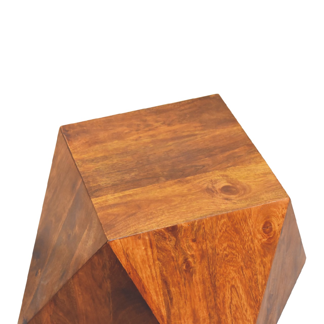 Solid Mango Wood Chestnut Finished Abstract Side Table - Image 5