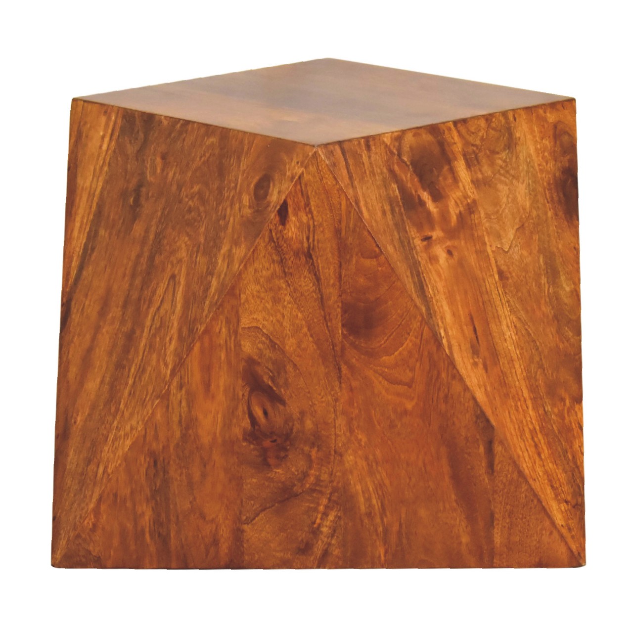 Solid Mango Wood Chestnut Finished Abstract Side Table - Image 6