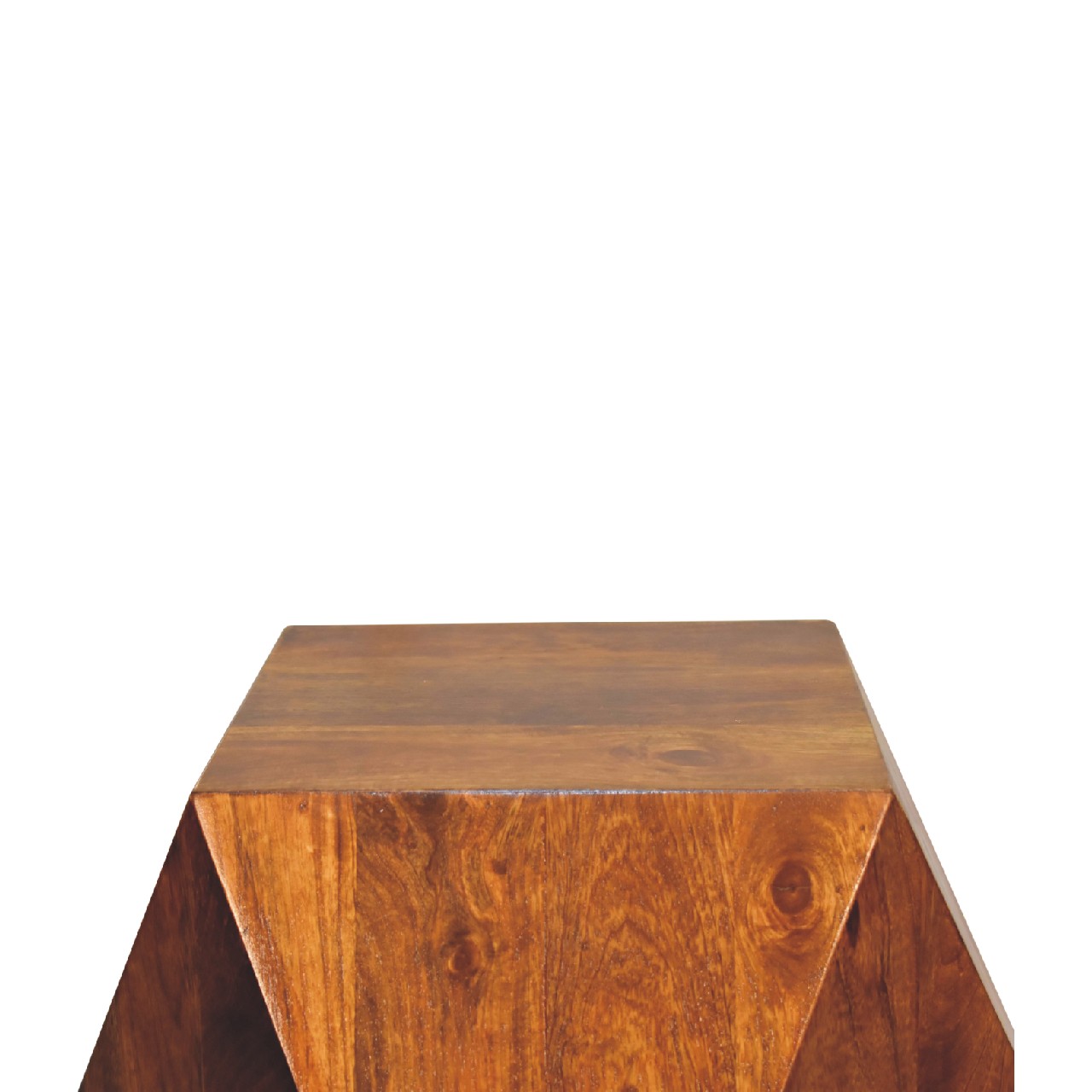 Solid Mango Wood Chestnut Finished Abstract Side Table - Image 7