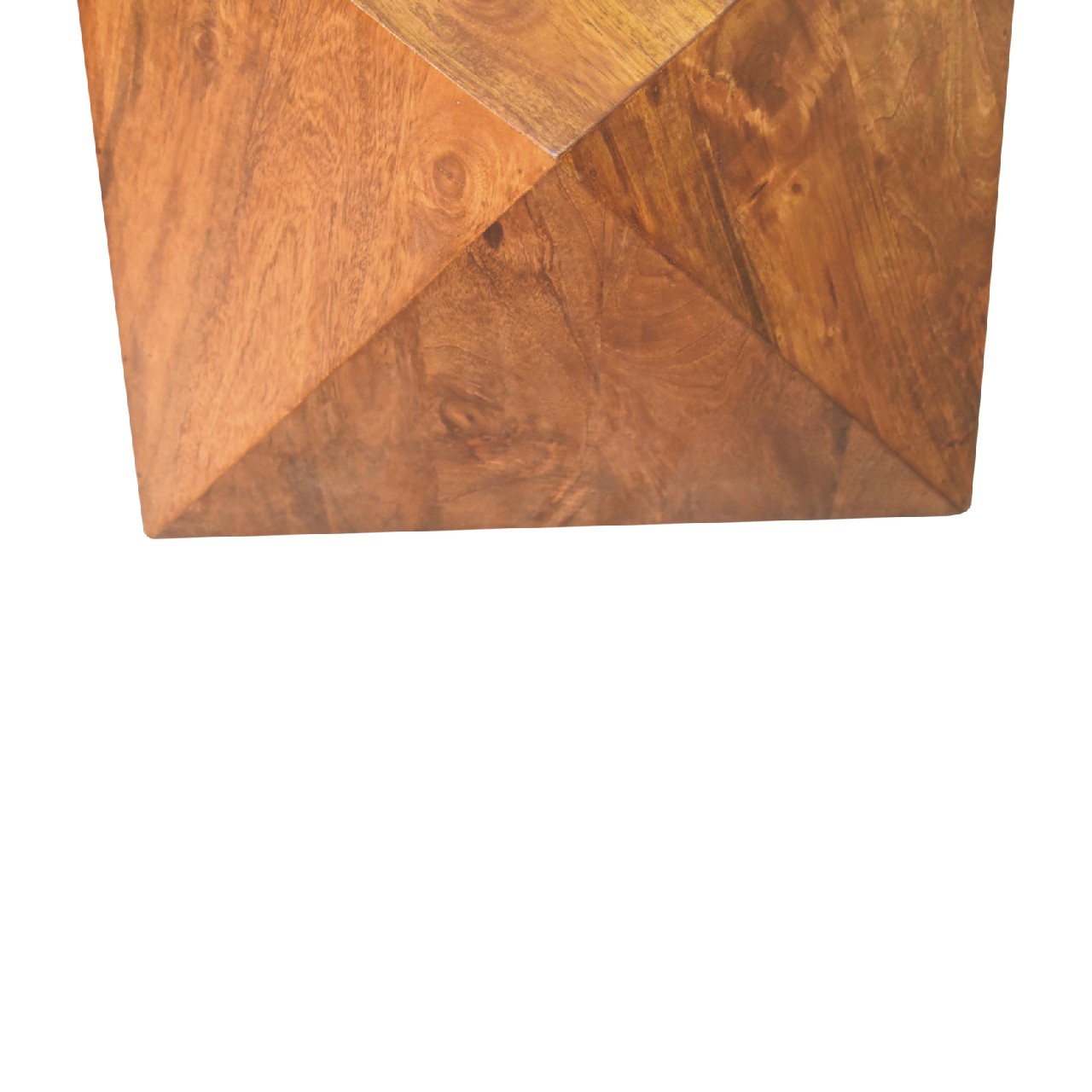 Solid Mango Wood Chestnut Finished Abstract Side Table - Image 9